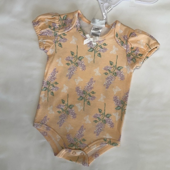 Nicole Miller 3-Piece Baby Girl Bodysuit Onesie Set - Peach and Lilac 6-9 months - Picture 10 of 16